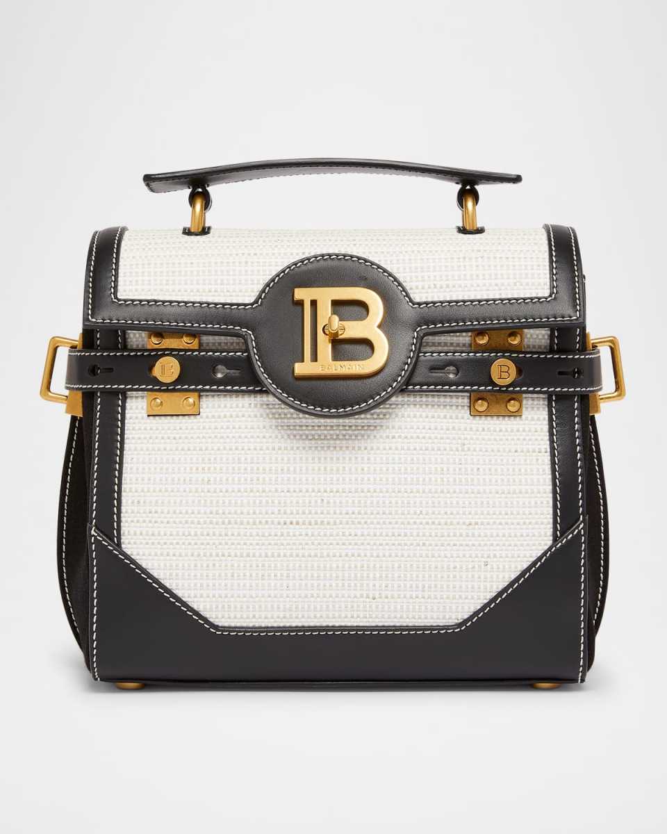 B-Buzz 23 Top-Handle Bag in Raffia and Leather